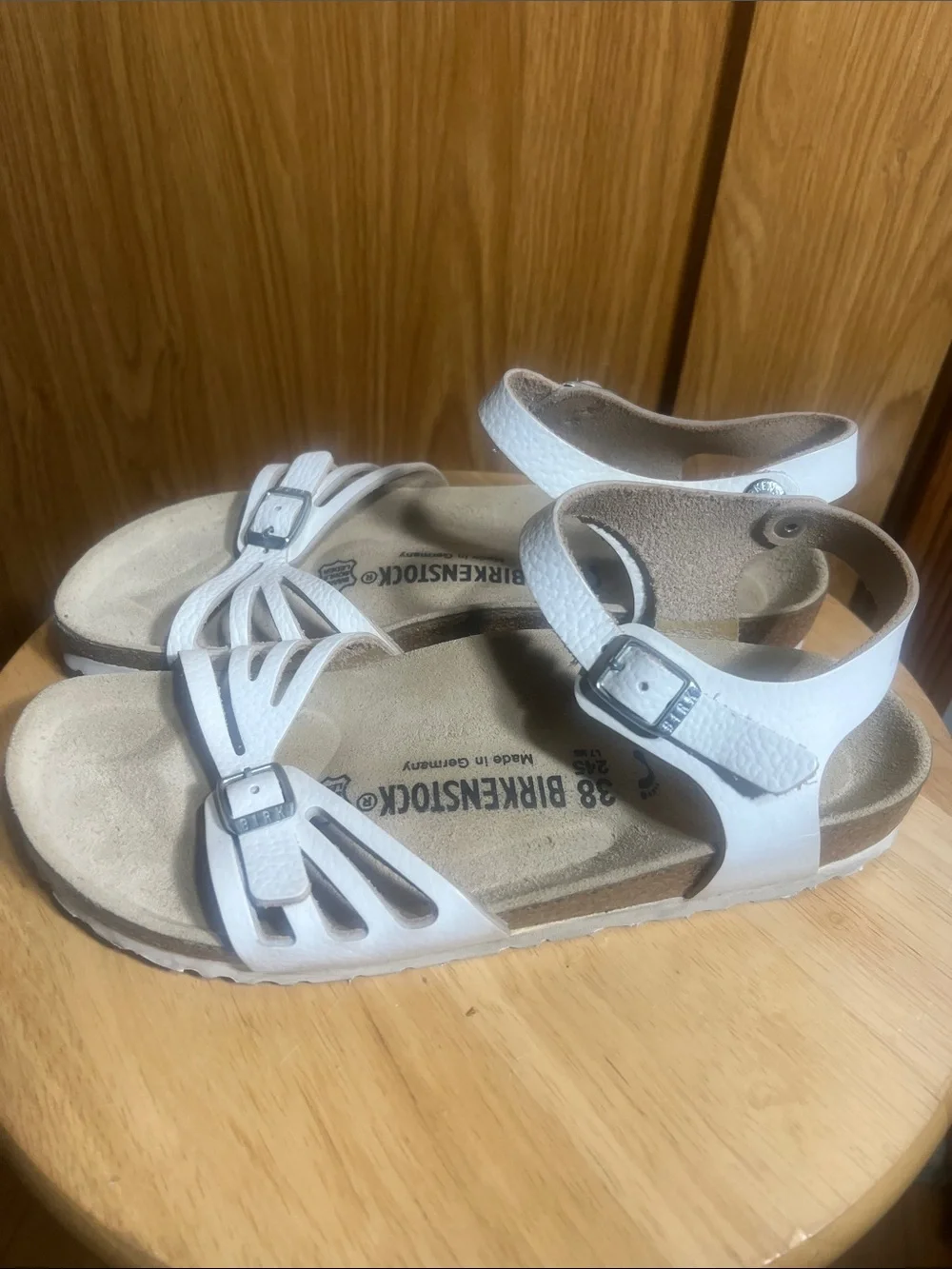 Birkenstock White Multi-Strap Leather Ankle Sandals